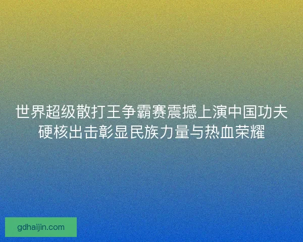 世界超级散打王争霸赛震撼上演中国功夫硬核出击彰显民族力量与热血荣耀
